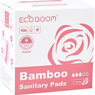 Eco Boom Бамбукови биоразградими дамски превръзки Eco Boom - Дневни, Премиум, 8 броя