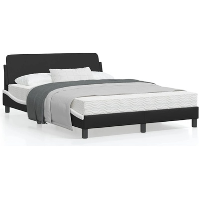 vidaXL Рамка за легло с табла, черно-бяла, 120x200 см, изкуствена кожа (373163)