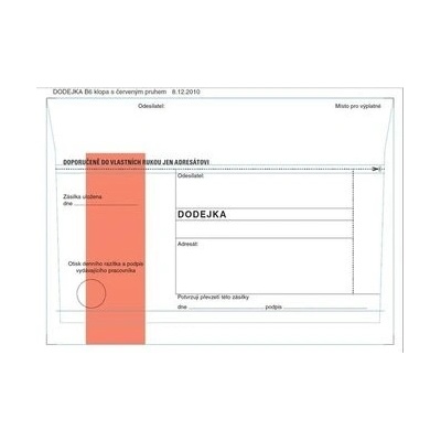 Krkonošské obálky Obálky B6 - Dodajka - červená, samolepiaca, 100 ks