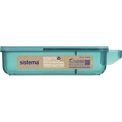 Holmes Products (Europe) Limited Кутия за хапване с разделени бонбони Sistema Ocean Bound Slide n Snack 445 мл, мента