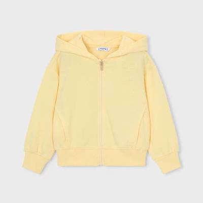 MAYORAL Суичер в цвят ванилия с цип и качулка за мини момиче Mayoral