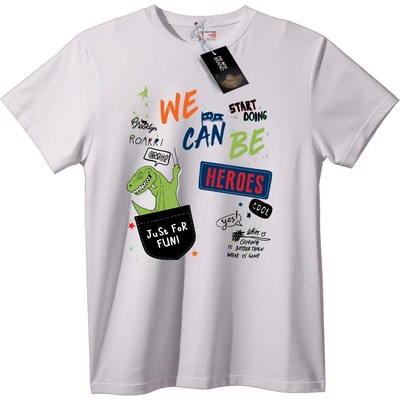 NOONEBRAND Тениска Можем да Бъдем Герои Дино - 4XL, White