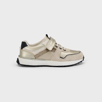 Mayoral Маратонки за мини момиче в бежово с естествена кожа и велкро- лепенка Майорал