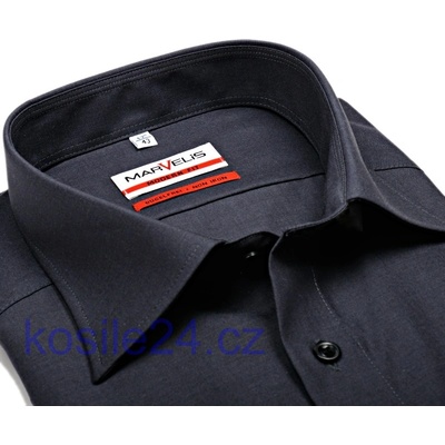 Marvelis Modern Fit Chambray košile krátký rukáv antracitová