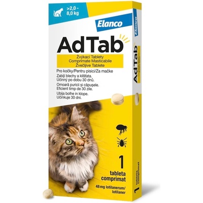 AdTab 48 mg žvýkací tablety pro kočky 2-8 kg 1 tbl – Zboží Mobilmania