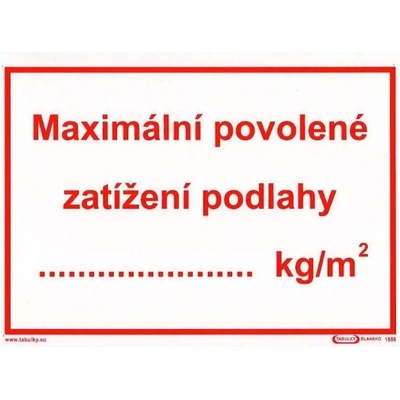 Maximální povolené zatížení podlahy.,.kg/m2 plast.tabulka