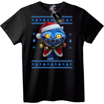 NOONEBRAND Коледна тениска Дядо Коледа Котка - XS, Black