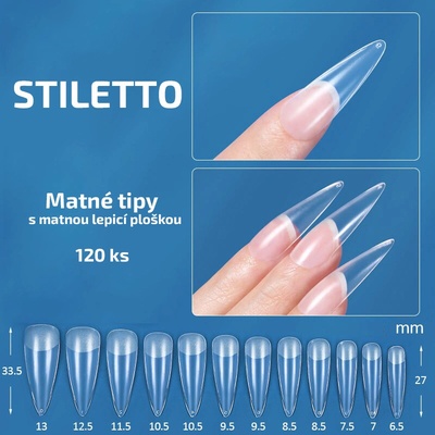 Koskoe Stiletto matné tipy na nehty 120 ks