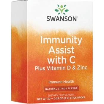 Swanson Immunity Assist with C Plus Vitamin D & Zinc | Citrus Flavor [30 Пакета]