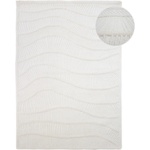 Flair Rugs Бял ръчно изработен килим със смес от вълна 160x230 cm Sculptured Wave - Flair Rugs (503119381602)