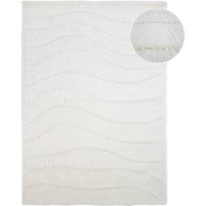Flair Rugs Бял ръчно изработен килим със смес от вълна 160x230 cm Sculptured Wave - Flair Rugs (503119381602)