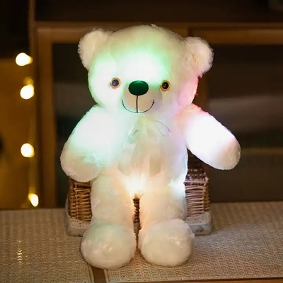 Плюшено мече с led светлини, бяло, 40 см (46003-0)