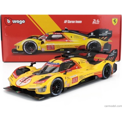 Bburago Ferrari 499p 3.0l Turbo V6 Team Af Corse N 83 24h Le Mans 2024 Robert Kubica Robert Shwartzman Yifei Ye Žlutá Červená 1:18