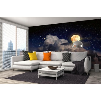 DIMEX ART s. r. o Самозалепваща се флизелинова фототапета пълнолуние със звезди 375 x 250 см