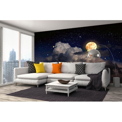 DIMEX ART Самозалепваща се флизелинова фототапета пълнолуние със звезди 375 x 250 см