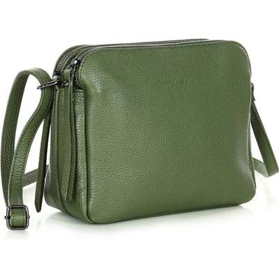 Mazzini Marco kožené italské crossbody dvě komory vojenská zelená