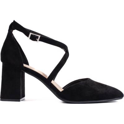 Sergio Leone Women's suede black pumps čierna