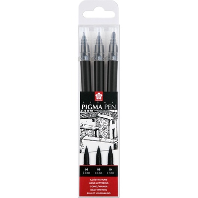 Sakura PIGMA PEN sada per 2x0,3 mm a 1x0,7 mm, černé