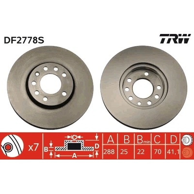 Brzdový kotúč TRW DF2778S