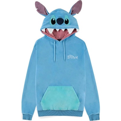 CurePink mikina s kapucí Disney|Lilo & Stitch: Stitch s ušima a ocasem modrý