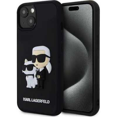 Karl Lagerfeld 3D Rubber Karl and Choupette iPhone 15 černé