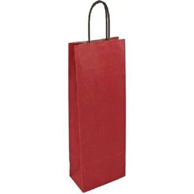 Vikpap - papírová taška na láhev s krouceným uchem 14 × 8 × 39 cm, červená
