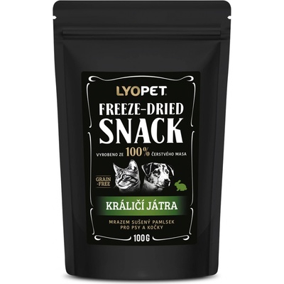 LYOPET Snack Dog & Cat Králičí játra 100 g
