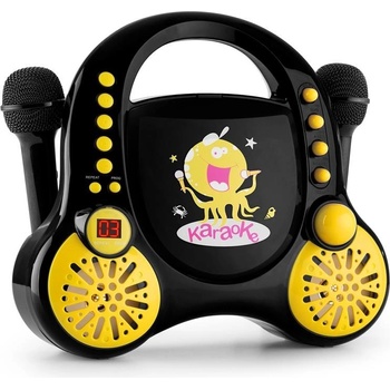 Auna Rockpocket detský karaoké systém CD AUX 2 x mikrofón sada nálepiek čierny