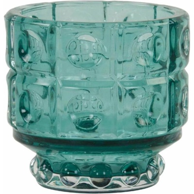 Tyrkysový skleněný svícen Bobbi turquoise - Ø 9*8,5 cm - Light & Living