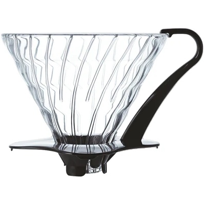 HARIO V60-01 Стъклен дрипър - Черно (VDGR-01B)