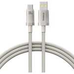 Baseus - Кабел за данни Титан (P10378102G21-00) - USB към Type-C 100W, Бързо зареждане, 480Mbps, Найлон, 1 м - Сребърен