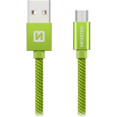 Swissten 71522307 USB 2.0, zástrčka A - zástrčka micro B, opletený, 2m, zelený