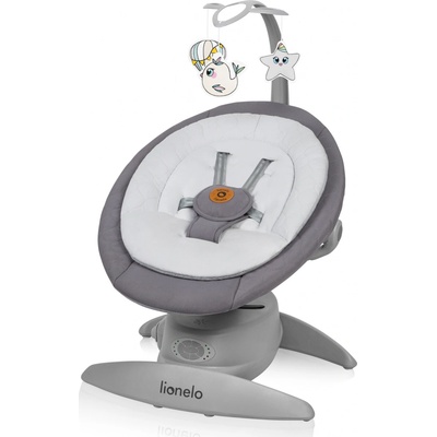 Lionelo Detské odrážadlo Mell elektrické hojdacie kreslo s melódiami do 9 kg - sivé