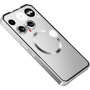 Nothing Магнитен калъф за Nothing Phone (3) 5G- матов полупрозрачен PC гърб, метален рамка, Magsafe, Вкл. Протектор (Черен, Сребрист)