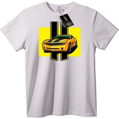 NOONEBRAND Тениска с жълта мускулна кола - M, White