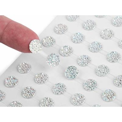 Samolepicí ozdoby na lepicím proužku AB Ø10 mm - crystal AB