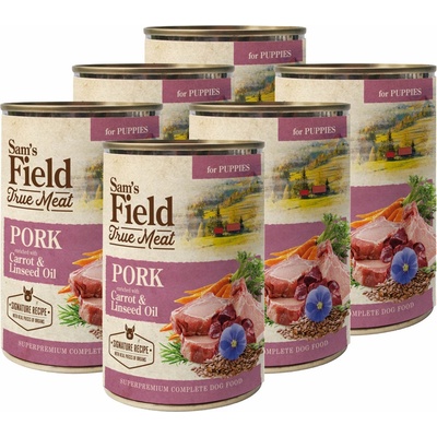 Sam's Field Puppy True Pork & Carrot & Linseed Oil 6 x 400 g