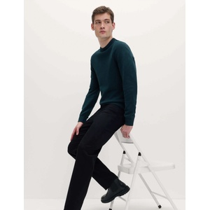 Marks & Spencer Текстуриран пуловер с врат от чист памук Marks & Spencer синя Marks & Spencer | Sin | МЪЖЕ | XL REG