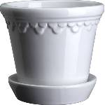Bergs Potter Саксия Københavner с поставка гланцирана 14 см бяла (KCMW14S)