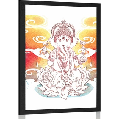 Plakát hinduistický Ganéše - 20x30 black