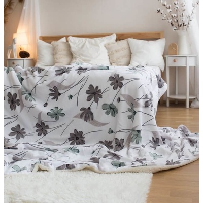 Kvalitex Mikroplyšová deka s beránkem kvítí Gabriela Polyester 150x200