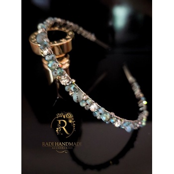 Radi handmade Диадема със маслинено зелени перли и кристали (888)