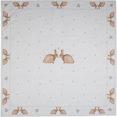 Clayre & Eef bavlna ubrus s motivem králíčků Bunnies in Love 100x100 cm