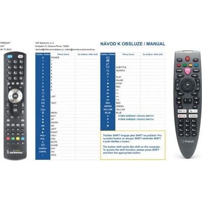 Dálkový ovladač General FREESAT 4K TV BOX