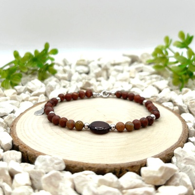 Certom stříbrný náramek Jaspis aqua terra Perleť 0092