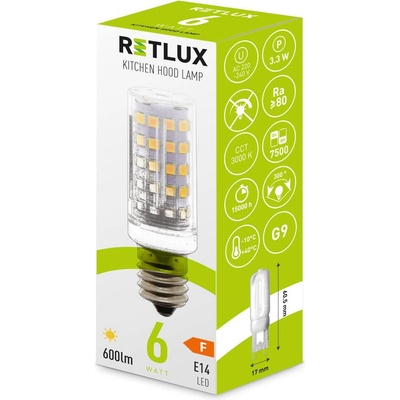 Retlux RLL 459 LED žárovka do digestoře E14 6W, teplá bílá