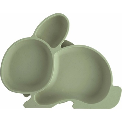 Šalviovozelený silikónový detský tanier 18x23 cm Bunny – Orion