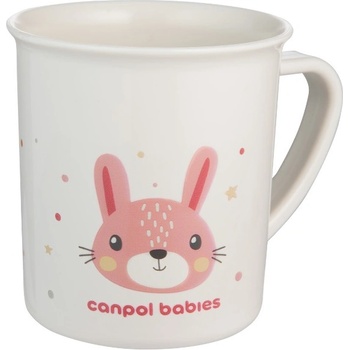 Canpol Пластмасова чаша с дръжка Canpol - Cute Animals, 170 ml, розова (4/413_pin2)