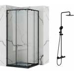 Rea Комплект душ кабина Rea Punto черна 90x90 см и душ колона OMNIRES Y черна (5902557350810+Y1244NBL)