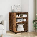 vidaXL Странична маса с колела старо дърво 55x60x78 см инженерно дърво (853162)